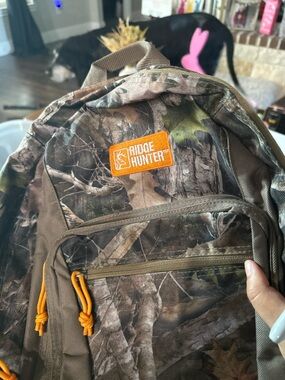 Ridge Hunter Camo Backpack with Orange Accents